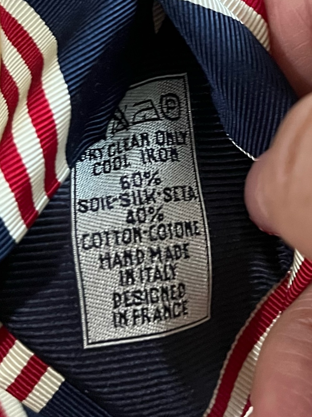 Breuer Men’s Navy Red White Striped Tie Handmade in Italy - Picture 4 of 8